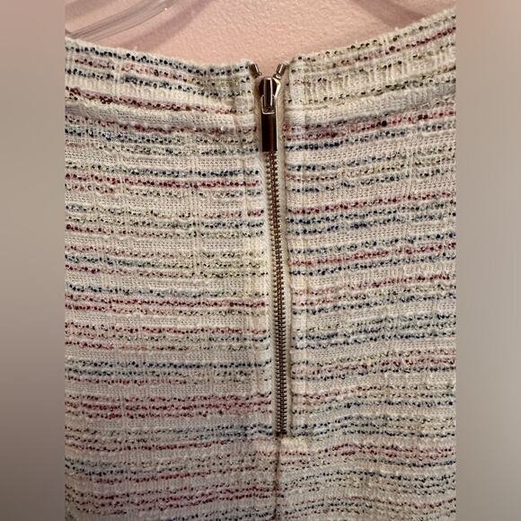 LOFT Balloon Sleeve Striped Colorful Boucle Tweet Shift Dress Small - Picture 9 of 9